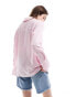 Bershka oversized striped shirt in pink