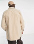 Threadbare Tall heavy brushed overshirt in stone