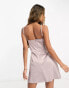 Vesper satin cami skater mini dress in dusky lilac