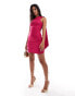 Vesper one shoulder scarf detail bodycon mini dress in fuchsia