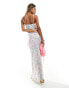 Love Triangle satin cami maxi dress with lace insert in floral