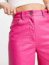 Only Hope high waisted faux leather trousers in bright pink