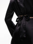 Topshop co-ord wrap waist satin top in black