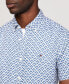 Men's Slim Fit Short Sleeve Geometric Print Button-Front Shirt