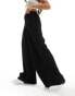 ASOS DESIGN plisse wide leg trouser in black