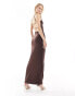 4th & Reckless Tall exclusive cami low back bead detail maxi dress in brown