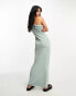 ASOS DESIGN draped one shoulder maxi dress in sage