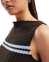 COLLUSION Knitted blue stripe vest in brown rib co-ord