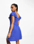 JDY ruffle sleeve mini skater dress in bright blue