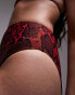 Topshop high waist high leg bikini bottoms in red snake print