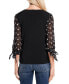 Women's Crewneck Puff 3/4-Tie Sleeve Knit Top