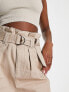 Morgan belted high waist shorts in beige