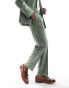 ASOS DESIGN slim pleat front suit trousers in sage green cotton velvet