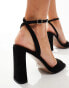 ASOS DESIGN Wide Fit Noah barely there block heeled sandals in black