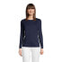 Women's Petite Relaxed Supima Cotton Long Sleeve Crewneck T-Shirt