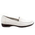 Trotters Jenn T9521-100 Womens White Wide Leather Slip On Loafer Flats Shoes 6