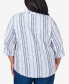 Plus Size Classic Jacquard Stripe Collared Button Front Top