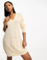 JDY v neck lightweight mini jumper dress in cream