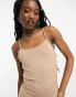 Noisy May seamless slinky cami dress in beige