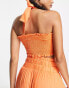 Esmee Exclusive knot front halter beach crop top co-ord in orange