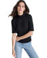 Women's Stud Logo Mock Neck Elbow-Sleeve Sweater