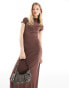 COLLUSION funnel neck cap sleeve maxi dress in burgundy