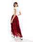 Miss Selfridge chiffon tiered maxi skirt in red