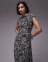 Topshop ladder trim column midi dress in mono animal print