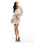 New Look co-ord crochet tie front cardigan in off white