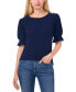 Women's Puff-Sleeve Button-Shoulder Knit Top