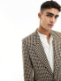 ASOS DESIGN slim longline blazer in brown puppytooth