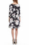 Karen Kane Women's Floral Ballet Neck Swing Dress Black White XS