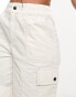 ASOS DESIGN longline cargo short with contrast stitch in white