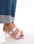 Truffle Collection kitten heel double buckle strap mules in pink