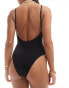 Mango halter neck swimsuit in black