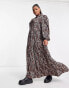 ASOS DESIGN Curve maxi shirt dress with pin tucks in animal print