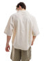 COLLUSION beach linen revere short sleeve shirt in natural