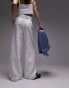 Topshop linen high waist paperbag wide leg trouser in white