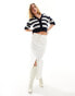 & Other Stories alpaca and merino wool blend cropped cardigan in navy and white stripe