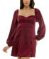 Juniors' Sweetheart-Neck Long-Sleeve A-Line Dress