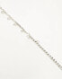 ASOS DESIGN belly chain with crystal cupchain and faux pearl design in silver tone