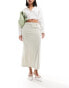 Vero Moda maxi skirt with slit back in stone