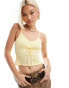 Emory Park knitted pointelle cami top with tie detail in lemon