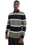 Fred Perry long sleeve polo shirt in thick green and black stripes