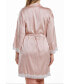 Женская пижама iCollection Brillow Plus Size Satin Striped Robe with Self Tie Sash and Trimmed in Lace