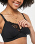 ASOS DESIGN Maternity nursing microfibre triangle bralet with lace a-frame in black