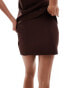 ASOS DESIGN co-ord ribbed mini skirt in chocolate