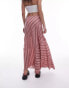 Topshop laundered cutabout midi skirt in multi pink stripe