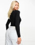 ASOS DESIGN Fuller Bust rib bodysuit with bust seams and long sleeve in black