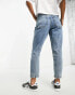 ASOS DESIGN Petite slim mom jeans in mid blue